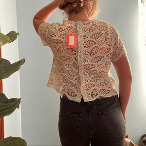 Green Lacey leaf pattern shirt